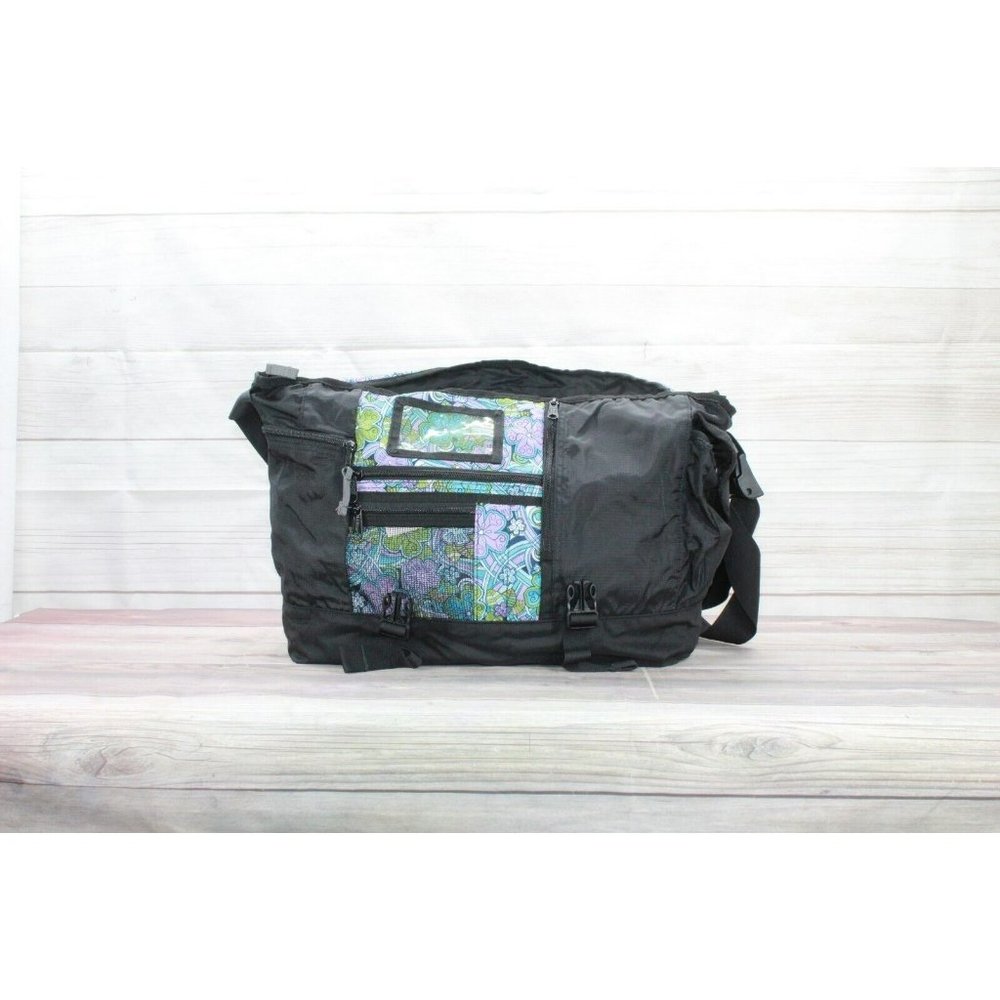LL Bean Multicolor Canvas Floral Messenger Laptop School Bag - Picture 6 of 8